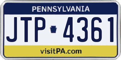 PA license plate JTP4361