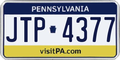 PA license plate JTP4377