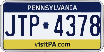 PA license plate JTP4378