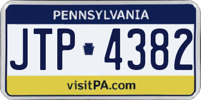PA license plate JTP4382
