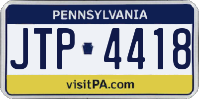 PA license plate JTP4418