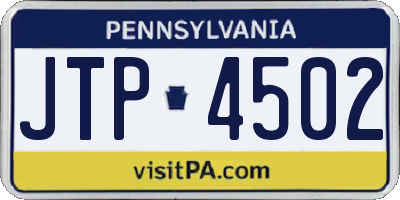PA license plate JTP4502