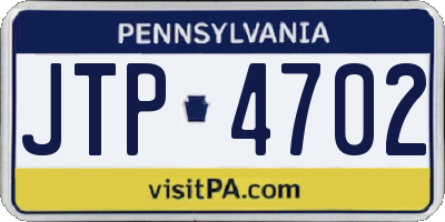 PA license plate JTP4702