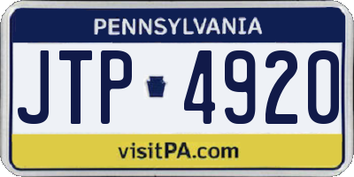 PA license plate JTP4920