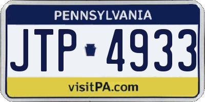 PA license plate JTP4933