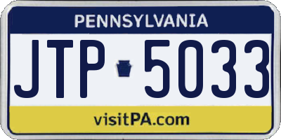 PA license plate JTP5033