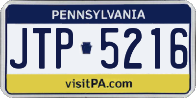 PA license plate JTP5216