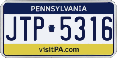 PA license plate JTP5316