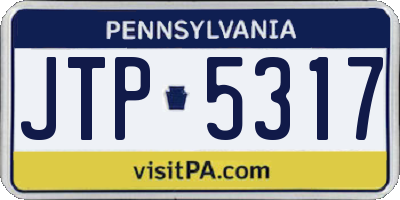 PA license plate JTP5317