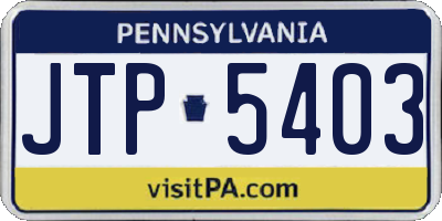 PA license plate JTP5403