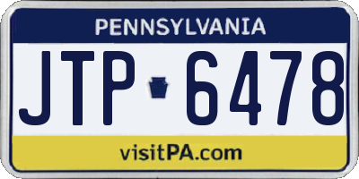 PA license plate JTP6478
