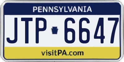 PA license plate JTP6647