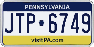 PA license plate JTP6749