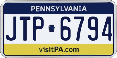 PA license plate JTP6794