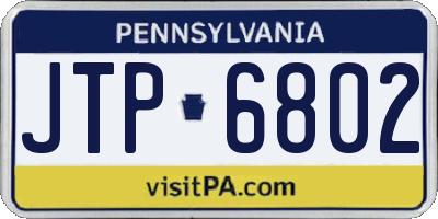 PA license plate JTP6802