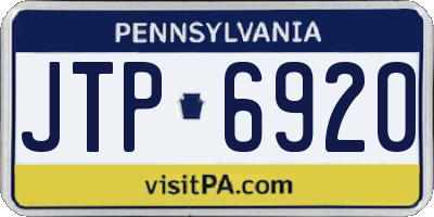 PA license plate JTP6920