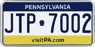 PA license plate JTP7002