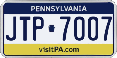 PA license plate JTP7007