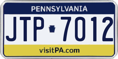 PA license plate JTP7012