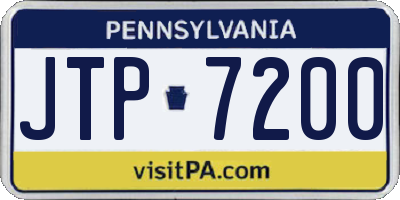 PA license plate JTP7200