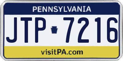 PA license plate JTP7216