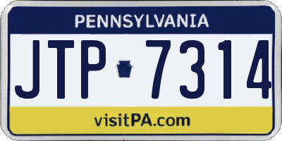 PA license plate JTP7314