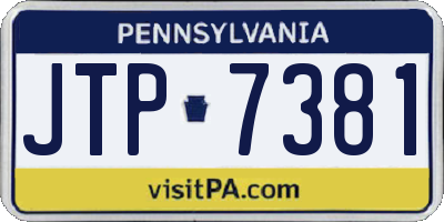 PA license plate JTP7381