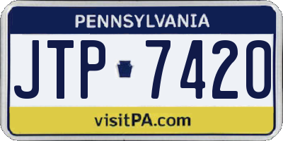 PA license plate JTP7420