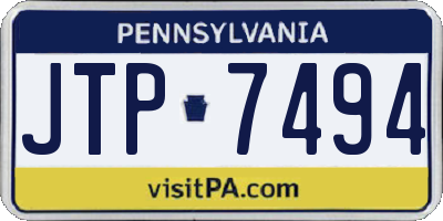 PA license plate JTP7494