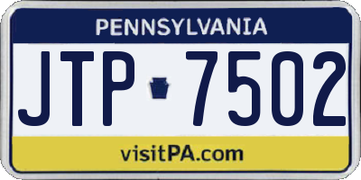 PA license plate JTP7502