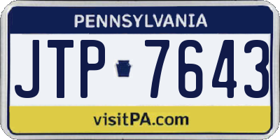 PA license plate JTP7643