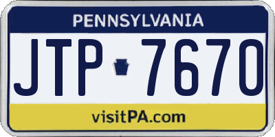 PA license plate JTP7670