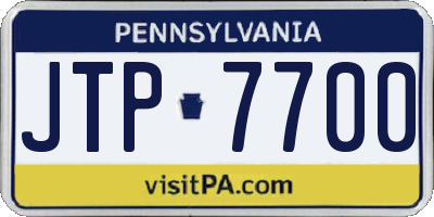 PA license plate JTP7700