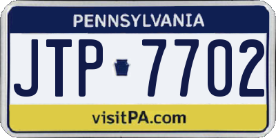 PA license plate JTP7702