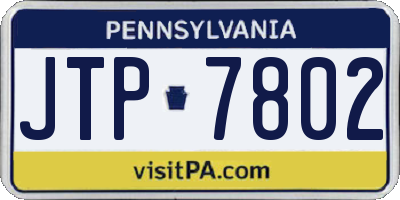 PA license plate JTP7802