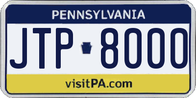 PA license plate JTP8000