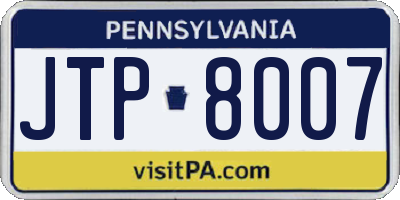 PA license plate JTP8007