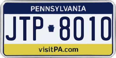PA license plate JTP8010