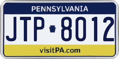 PA license plate JTP8012