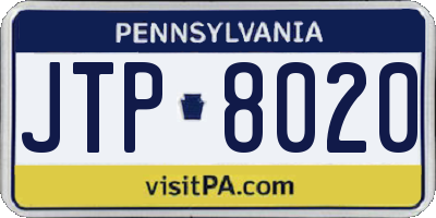 PA license plate JTP8020
