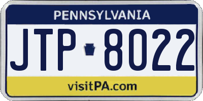 PA license plate JTP8022