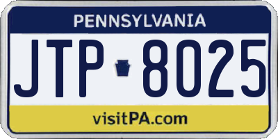 PA license plate JTP8025