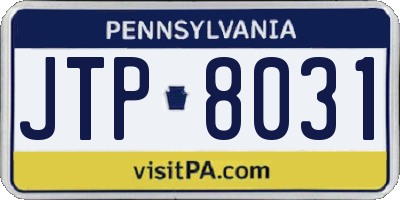 PA license plate JTP8031