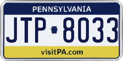 PA license plate JTP8033