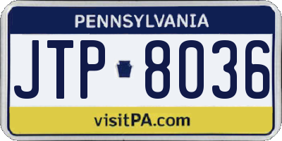 PA license plate JTP8036