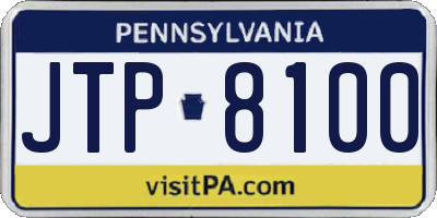 PA license plate JTP8100