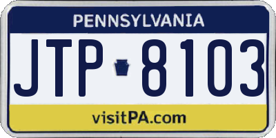 PA license plate JTP8103