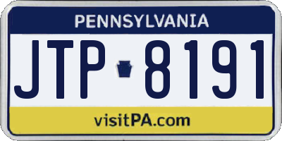 PA license plate JTP8191