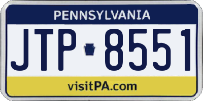 PA license plate JTP8551