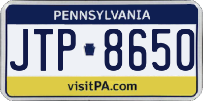 PA license plate JTP8650